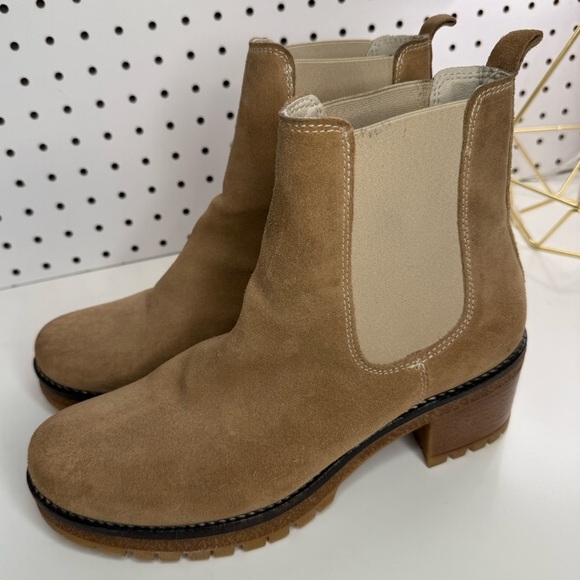 Avellini Tan Suede Leather Chunky Lug Sole Chelsea Boots EU 40 US 9.5 Boho City - Picture 7 of 16